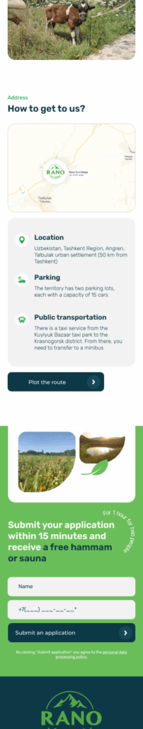 Responsive eco resort website design for phone