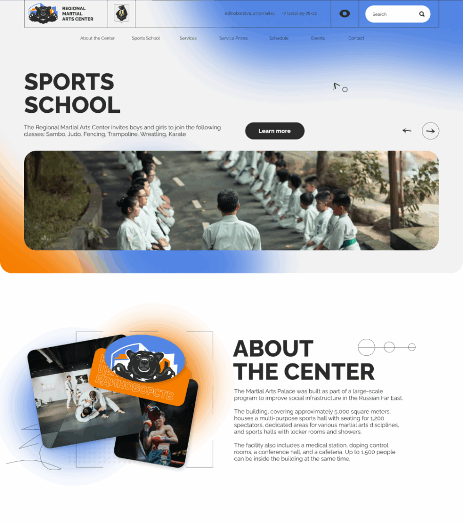 Design website for Martial Arts Center