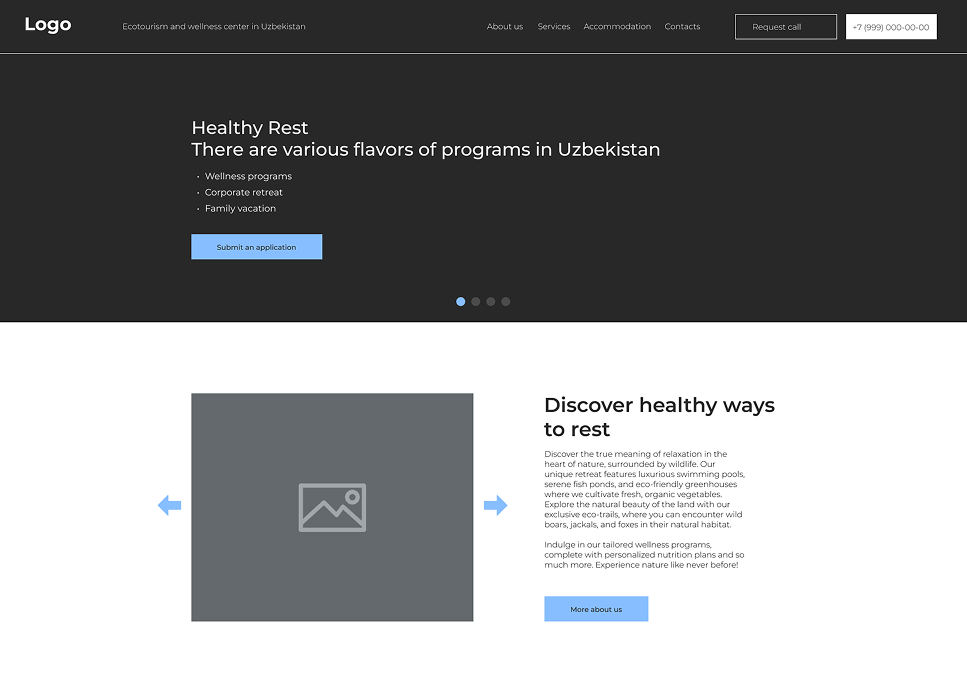Website prototype for eco resort design and development