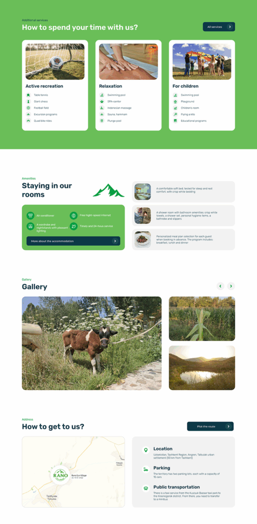 Custom website design for eco retreat accommodations and wellness programs